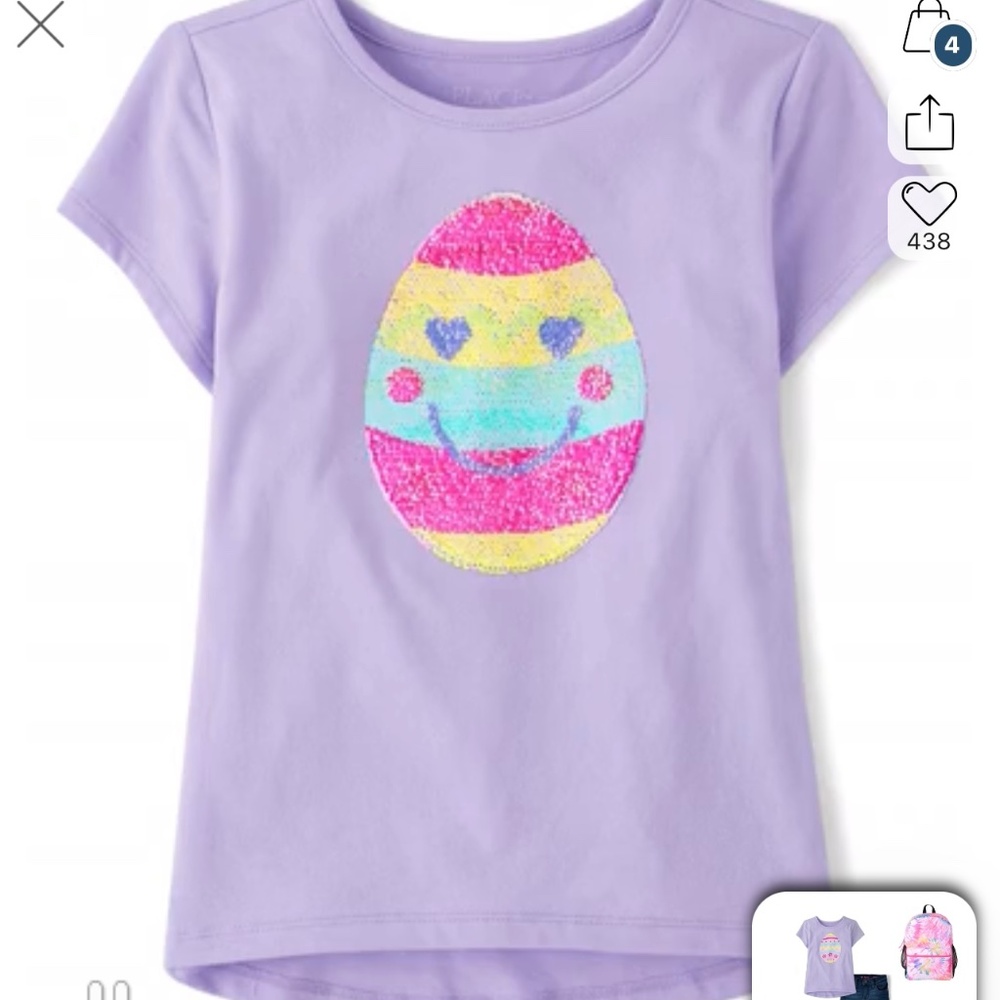 Girls Easter Flip Sequin High-Low Top - Petal purple